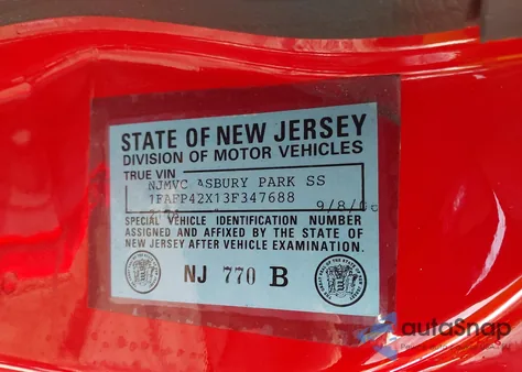 2003 Ford Mustang Gt z USA, uszkodzony, nr VIN 1FAFP42X13F347688